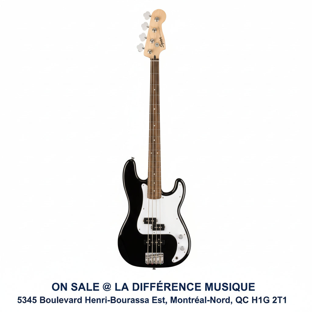 ON SALE - Fender Squier Sonic Precision Bass Guitar Black – Classic P Bass Electric Bass, Lightweight Beginner to Pro Bass Guitar, Best Price Montreal-Nord