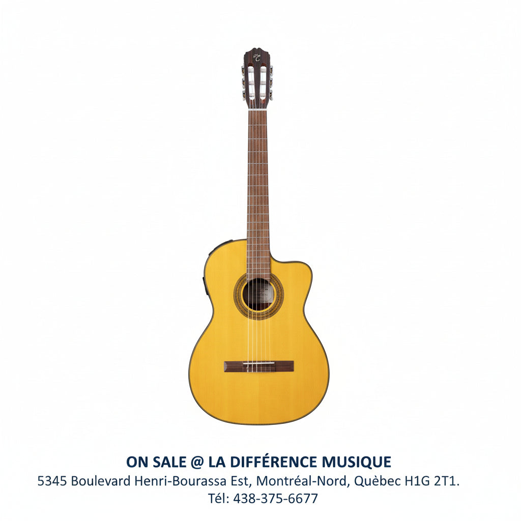 ON SALE - Takamine GC1CE-NAT Classical Electric Guitar Natural – Cutaway Nylon String Acoustic-Electric Guitar with Built-In Preamp | Best Price in Montreal-Nord