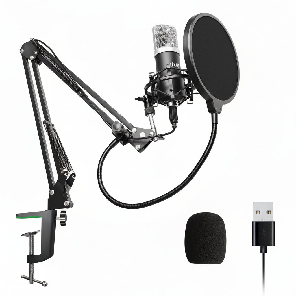 EN SOLDE - Kit de microphone USB Uhuru pour podcast – Micro-condensateur professionnel pour le streaming, YouTube, les jeux et l'enregistrement vocal | Son de studio prêt à l'emploi | Meilleur prix à Montréal
